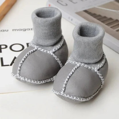 Mini Fashion™ / Wool and leather slippers for babies