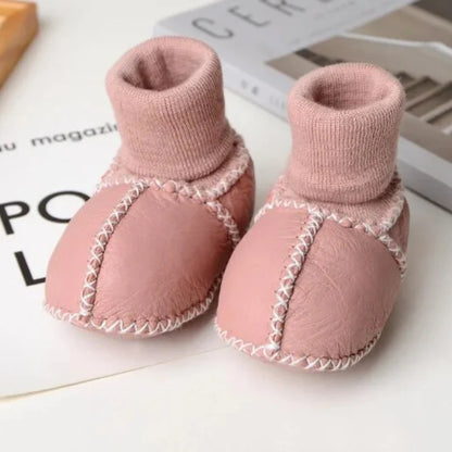 Mini Fashion™ / Wool and leather slippers for babies