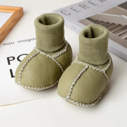 Mini Fashion™ / Wool and leather slippers for babies